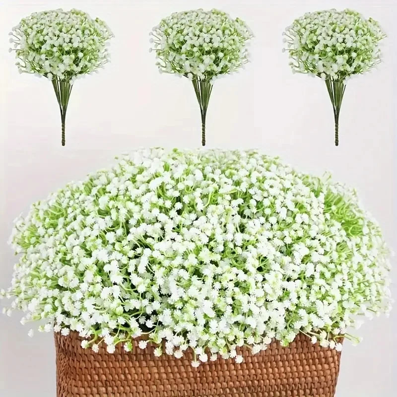 20pcs  Artificial Flowers -  Gypsophila Bouquet with Stems for Home, Office, Garden & Wedding Decor