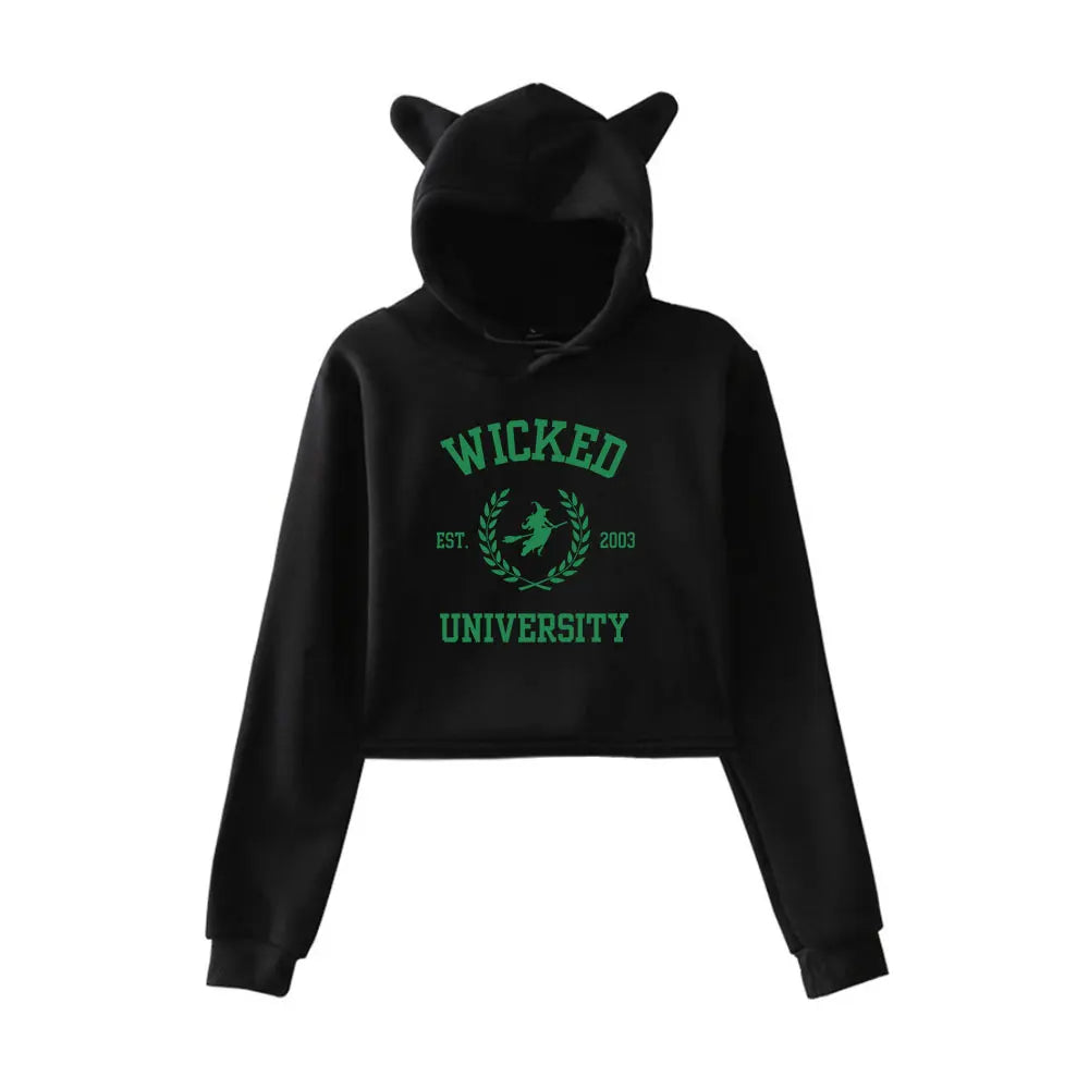 Wicked Changed For Good Defy Gravity Vintage 90s Streetwear Hoodie Fashion Merch Hoodies Sweatshirts for Girl Cat Ear Crop women