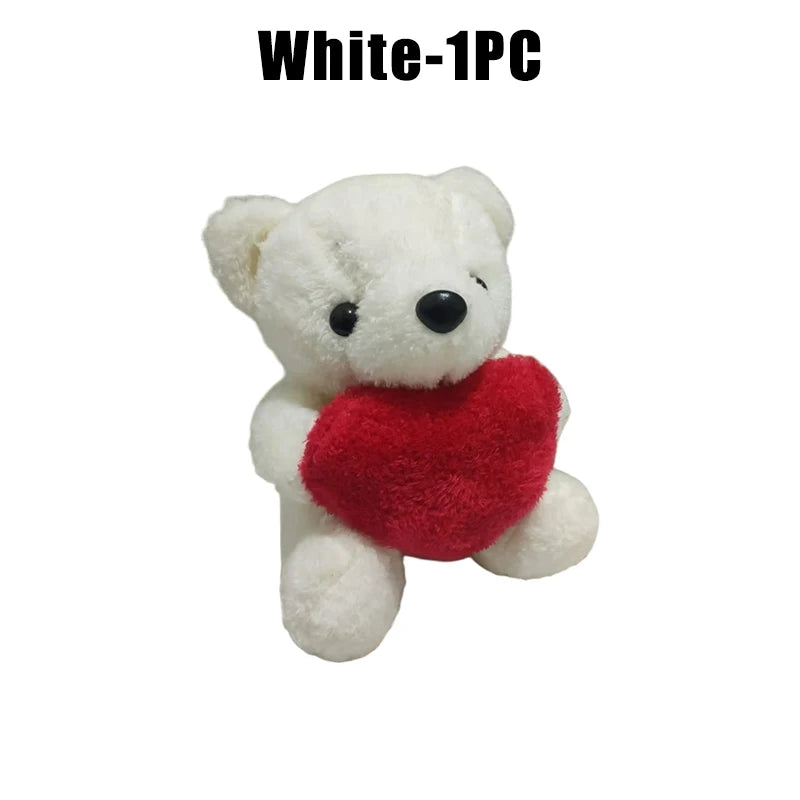1/3/6PCS 20cm Heart Teddy Bear Plush Cuddly Stuffed Animal Holding Heart for Valentine's Day Christmas Gift Giving