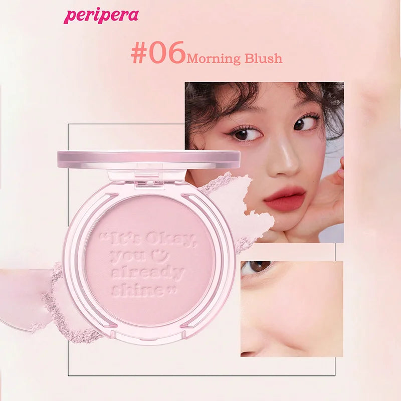 K-Beauty Single Color Blush Palette, Matte Fine Powder Cheek Blush, Non-Cakey, Long-Lasting, Nude Makeup, K-Beauty Cosmetic