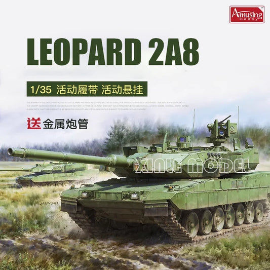 Amusing Hobby Assembled Tank Model Kit 35A058 Modern German Leopard 2A8 Tank with Metal Barrel 1/35