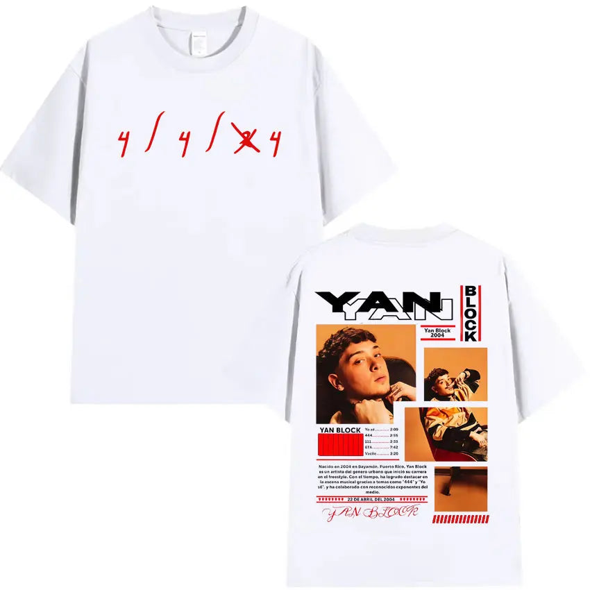Rapper Yan Block Carlos Yandre Album Tour 2025 Pop Graphic T Shirts Men's Hip Hop Gothic High Quality Cotton T-shirts Streetwear
