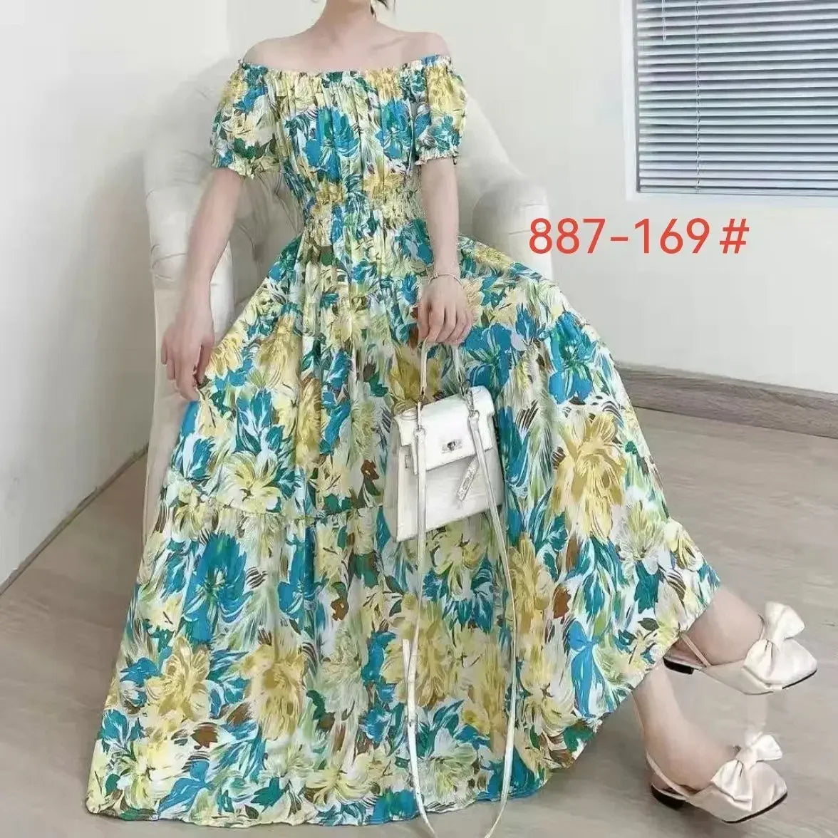 New Summer Dress Women Indian Clothes Cotton Linen Long Maxi Vintage Sexy Korean Casual Bohemian Floral Robe Vestidos Feminino