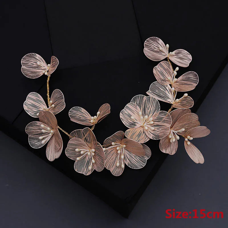 Bridal Headwear Wedding Hair Accessories Flower Headband Wedding Hair Jewelry Prom Hair Vine Gold/Silver Color Flower Tiara ML