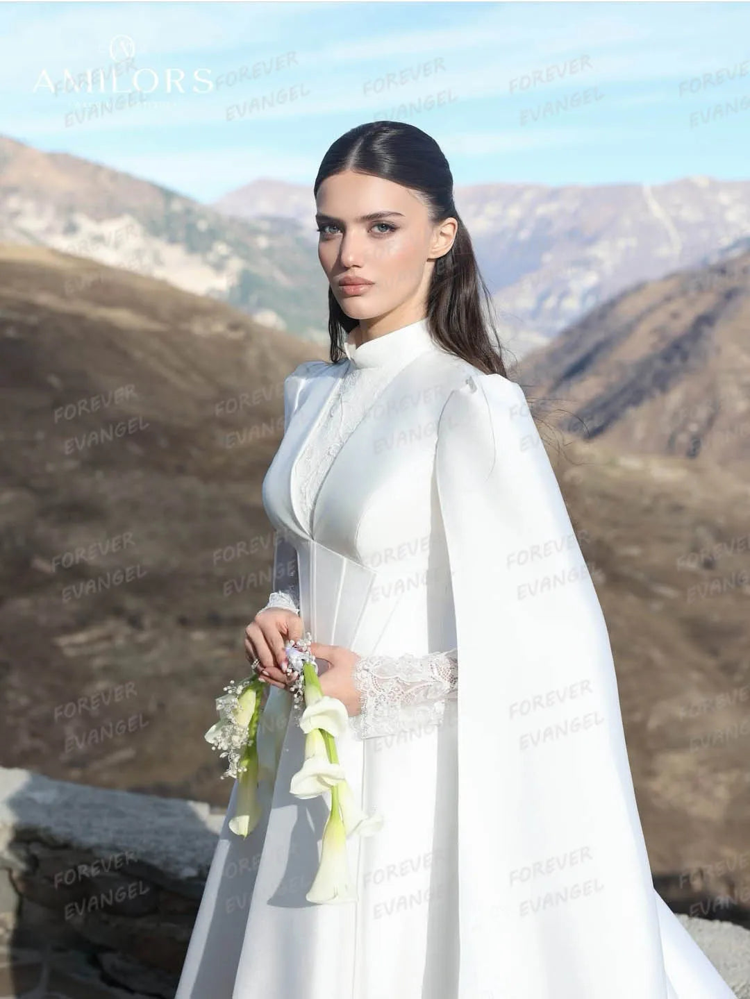 Charming Wedding Dresses  Woman's Formal Mermaid Shawl Long Sleeve Bride Gowns High Neck Muslim 2026 Customized Vestido De Novia