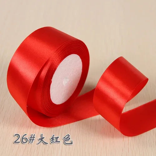 25Yards 6/10/15/20/25/40/50mm Silk Satin Ribbon Wedding Party Christmas Ribbon Flowers Gifts Decorated DIY Apparel Sewing Fabric