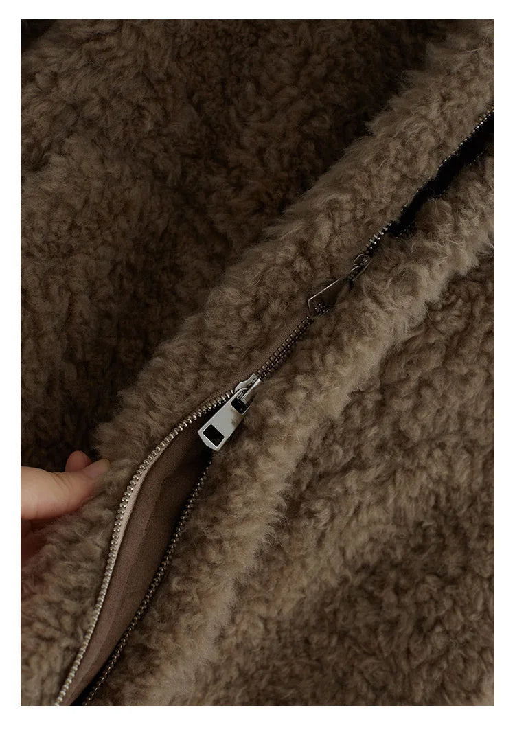 Teddy Style 100% Wool Coat ~ Women's Short Lazy-Style Jacket Loose Top Autumn and Winter New Model 2025 Faux Fur