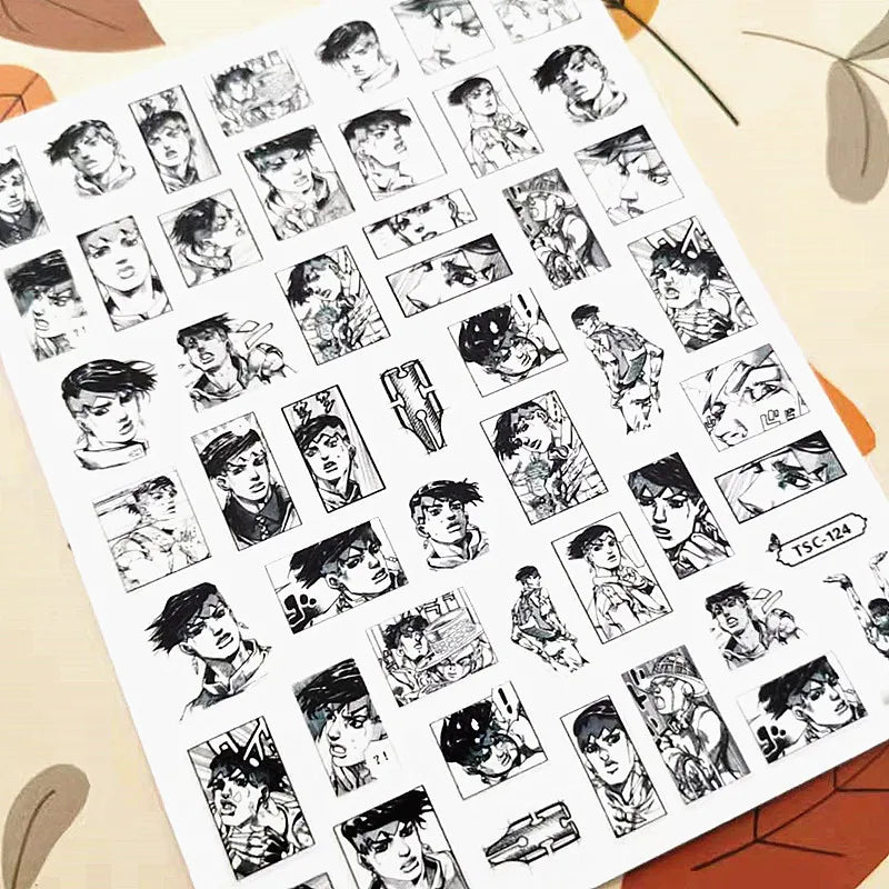Anime JoJos Bizarre Adwenture Design 3D Decoration Sliders DIY Back Glue Self Adhesive  Nail Art Sticker TSC 133