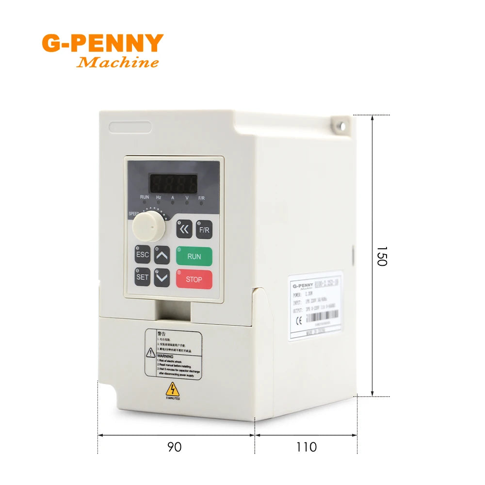 G-Penny 110v / 220v 1.5kw / 2.2kw Frequency Drive 0-1000hz Spindle Motor Speed Control 1 Phase input 3 Phase Output