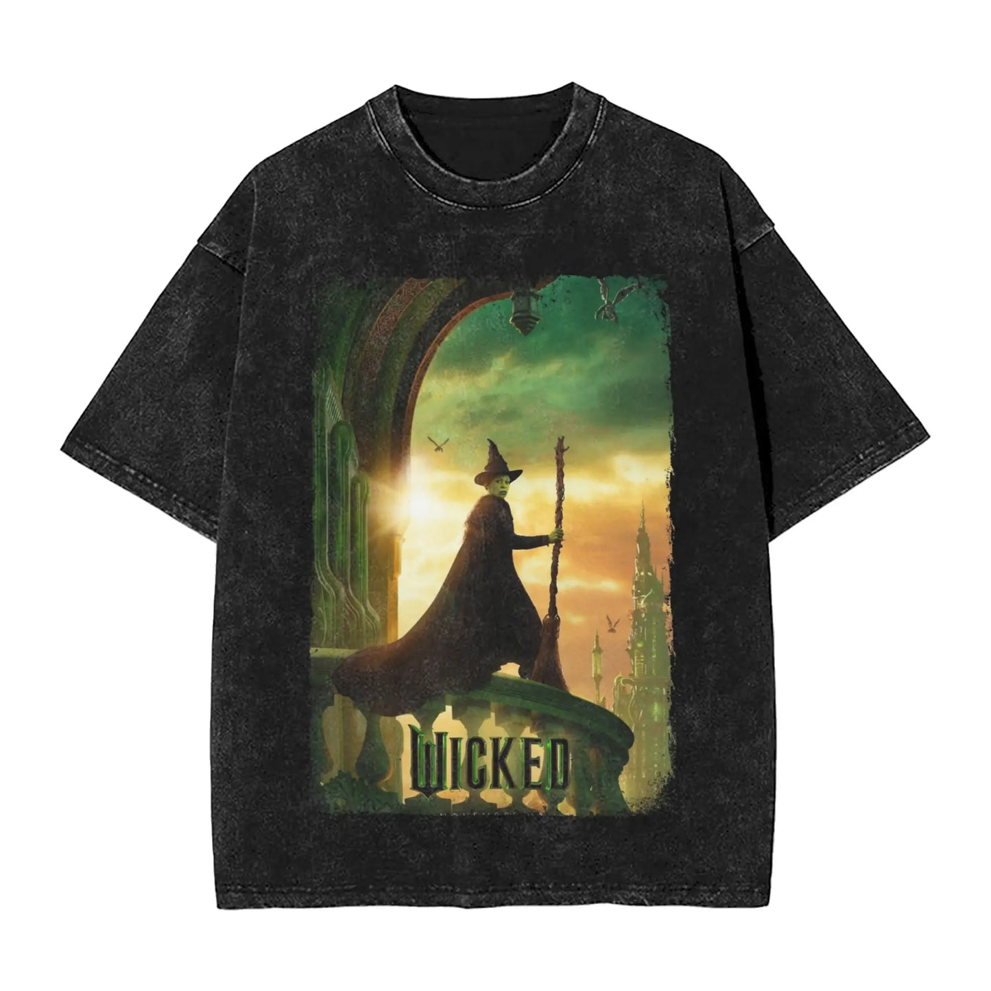 Wicked The Musical Glinda Elphaba For Good T Shirt Washed Short Sleeve T-Shirt Vintage Men Women Streetwear Graphic Printed Tees