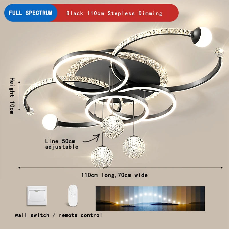 Living room main lamp chandelier New light luxury bedroom lamps Modern simple crystal living room lamp ceiling light