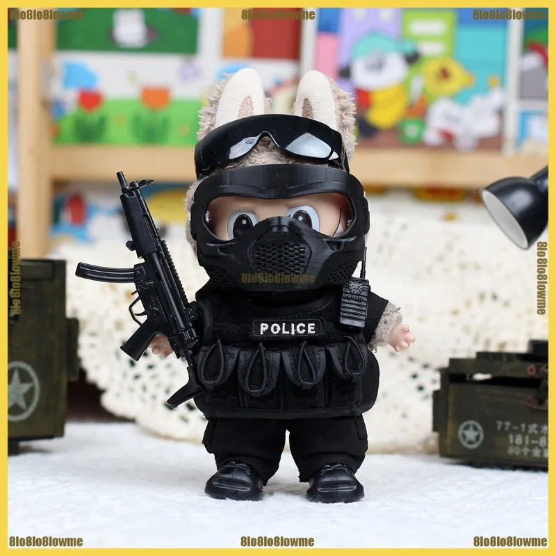 Labubu 3.0 Clothes Handsome Special Policeman Shirt Trousers Belt Shoes Set Mini Plush Doll Clothing Fashion Doll Accessories
