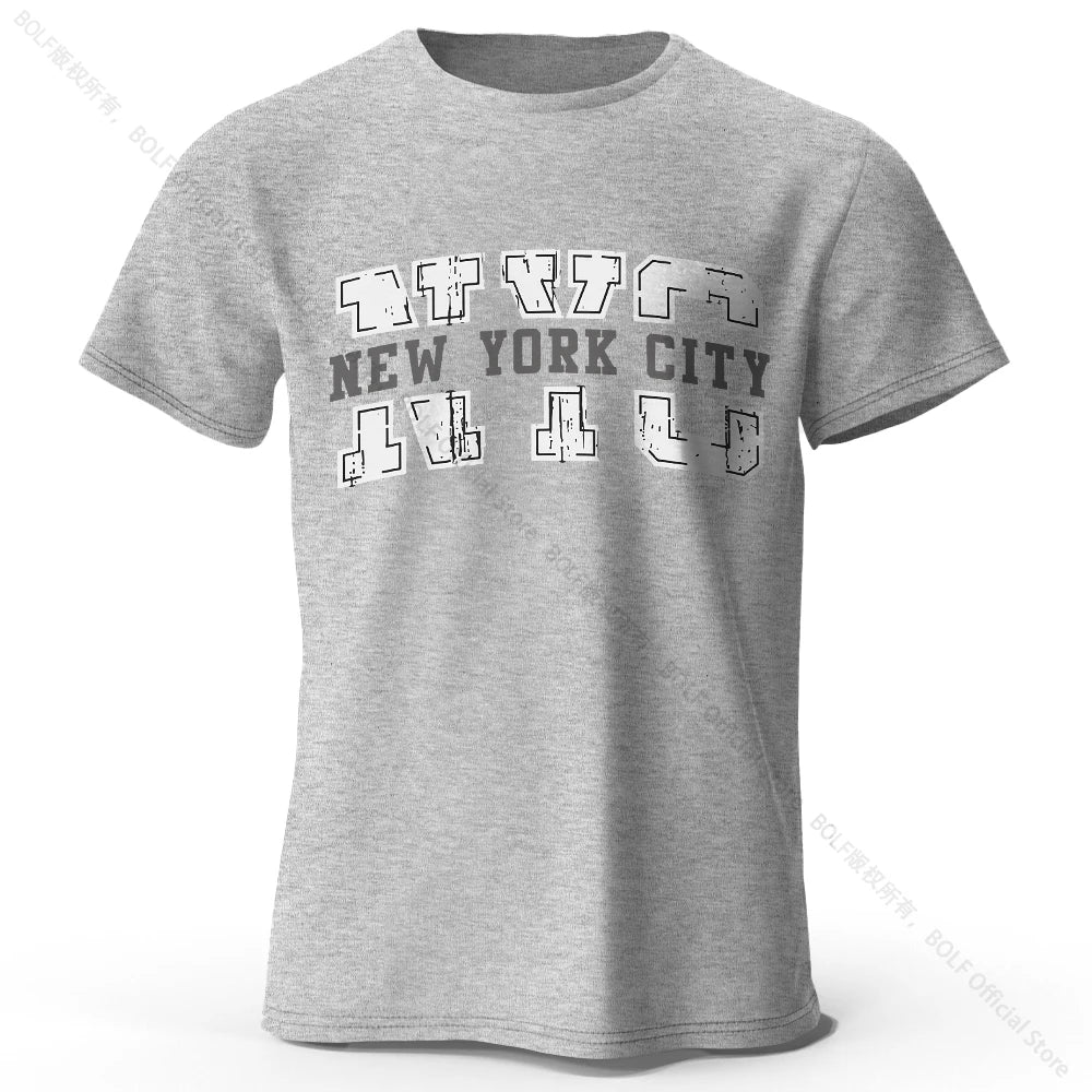 Men's New York City Letter Printed T-Shirt 100% Cotton Oversized Street Graphic Tees for Men Women Summer Tops