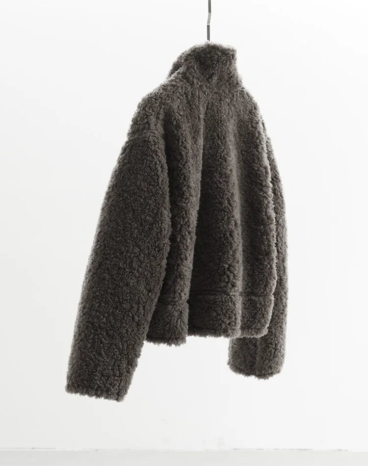 Teddy Style 100% Wool Coat ~ Women's Short Lazy-Style Jacket Loose Top Autumn and Winter New Model 2025 Faux Fur