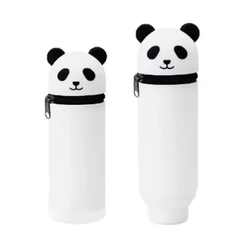 1PCS cartoon Giraffe/ Bee/Panda Kawaii Animals Silicone Telescoping Pencil Case Student Large Capacity Stationery Bag Learn