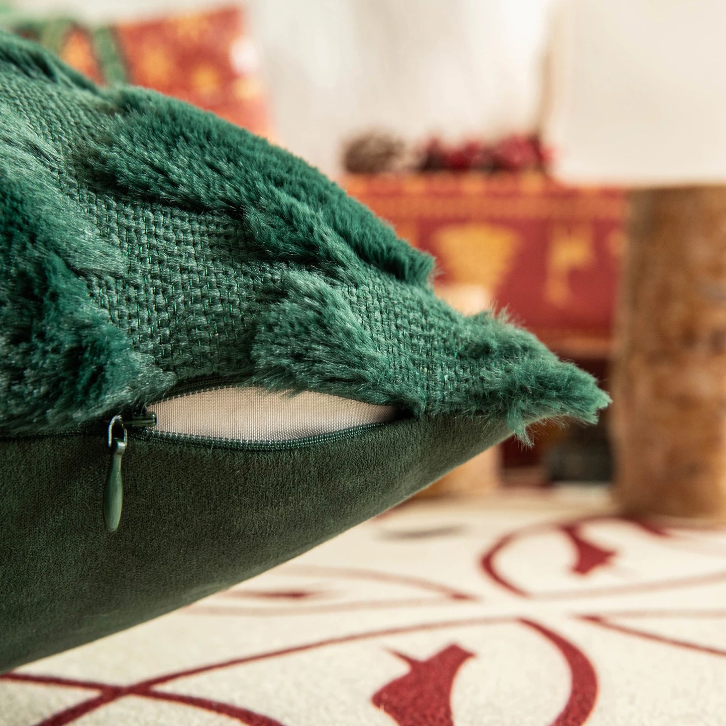 1/2 Pack Christmas Tree Square Throw Pillow Cases Snowflake Shaggy Plush PillowCases Embroidered Sofa Cushion Cover Home Decor