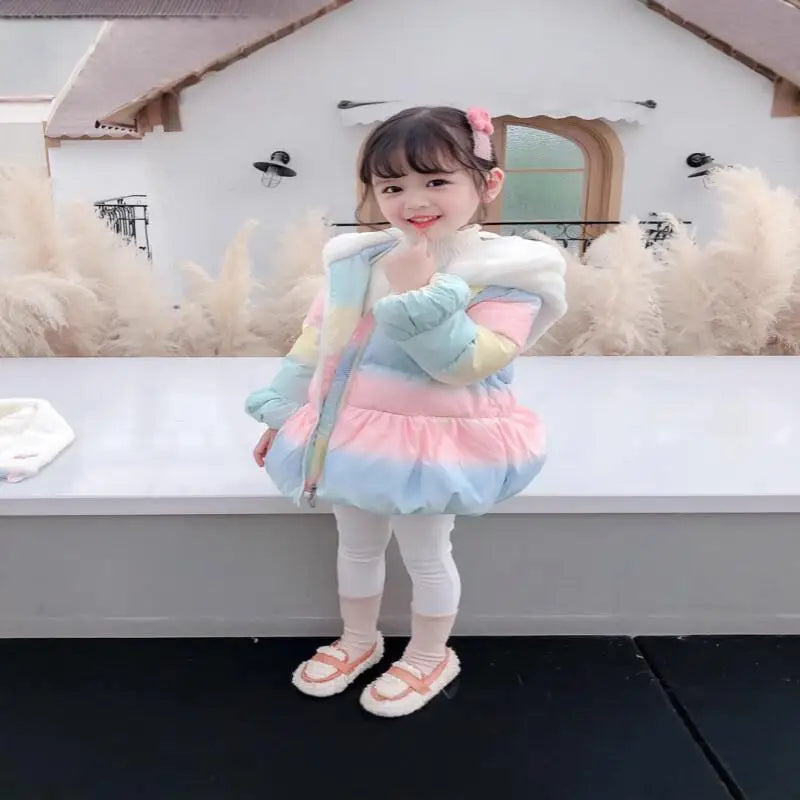 Girls' Cotton Clothing Winter Clothing 2025 New Stylish Korean Version Children's Clothing Kawaii Casual Coat Set Fashion Padded