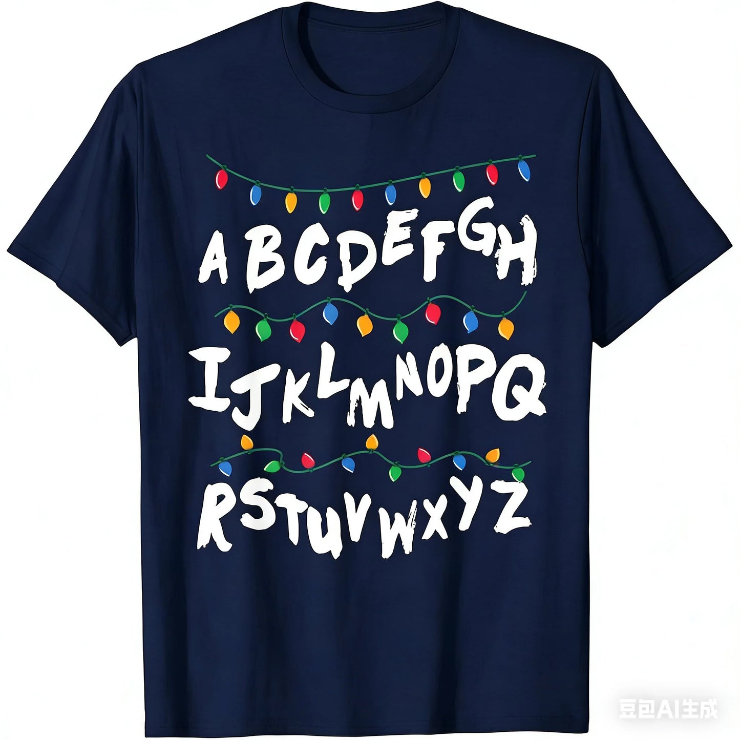 TV Drama Peripheral Stranger Christmas Light 100%cotton men's shirt short sleeve oversized Women's Short Sleeved Cheap Tshirt