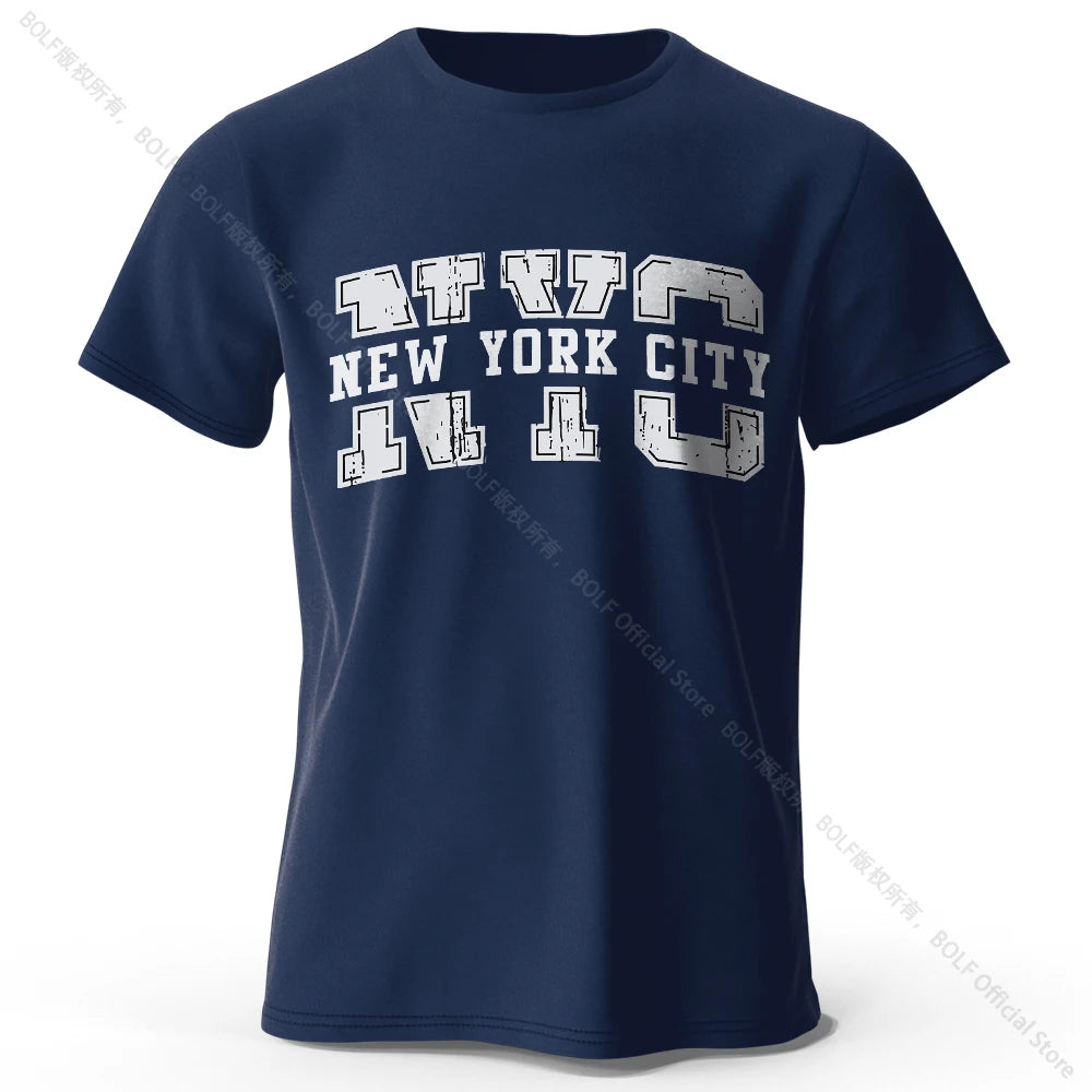Men's New York City Letter Printed T-Shirt 100% Cotton Oversized Street Graphic Tees for Men Women Summer Tops