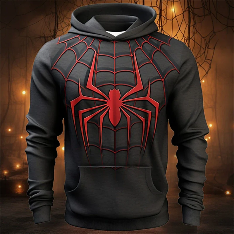 Autumn Fashion Sweatshirts For Men 3D Print Spider Pattern Leisure Cosplay  Oversized Hoodie Hip Hop Trend Harajuku Streetwear