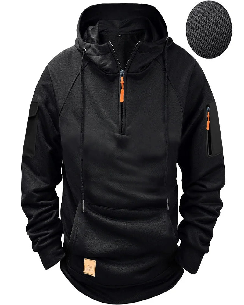 Latest Men's Fashion Sports Hoodie Retro Harajuku Style Long Sleeve Zipper Multi Pocket Loose Streetwear