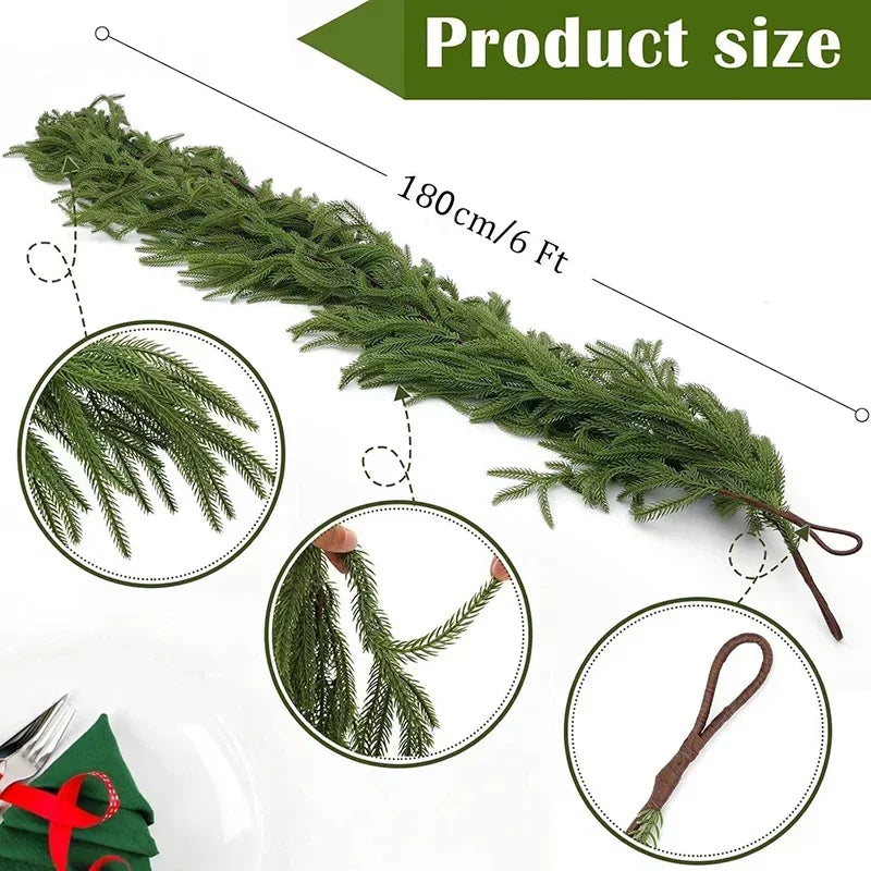 1.5/1.8/2.7 Meter Cypress Garland Christmas Pine Tree Decoration Emulate Norfolk Tree Leaves Home Christmas Fireplace Decoration