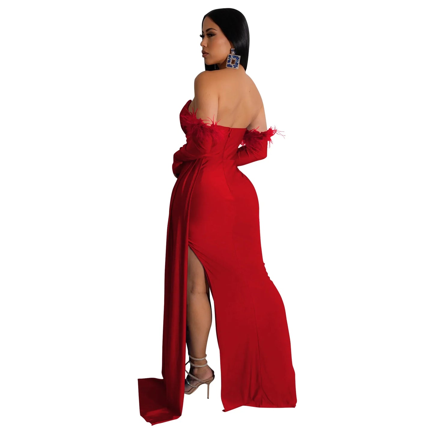 Elegant Birthday Evening Night Dresses for Women Wedding Gown Long Christmas Maxi Bodycon Prom Party Dress with Sleeve