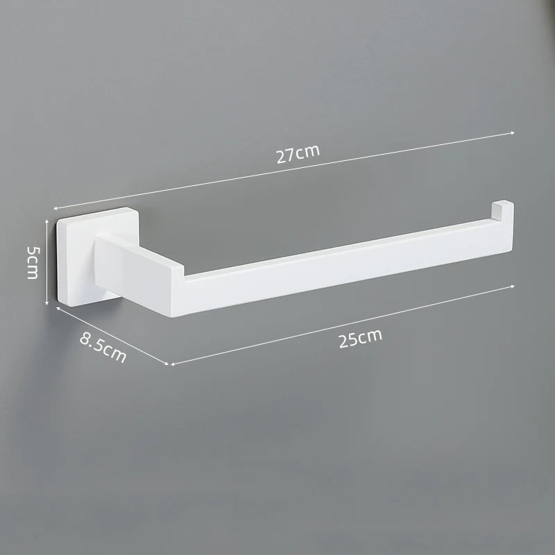 White Stainless Steel Bathroom Hardware Kit 40cm Towel Bar Toilet Paper Rack Clothes Hooks Bathroom Roll Towel Ring Rack