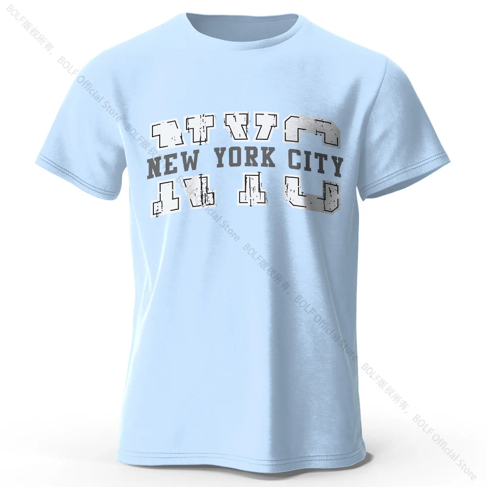 Men's New York City Letter Printed T-Shirt 100% Cotton Oversized Street Graphic Tees for Men Women Summer Tops