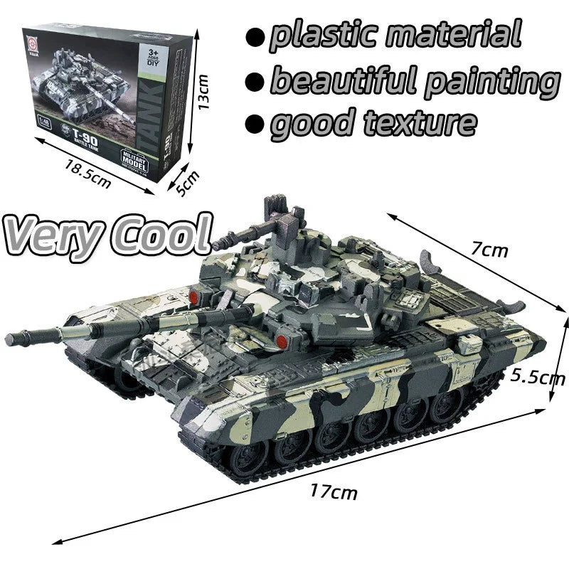 Tank Model KIT Building Blocks Military Series Main Battle Tank M1A2 T90 Leopard Challenger Model Toys For Boy Xmas Gift