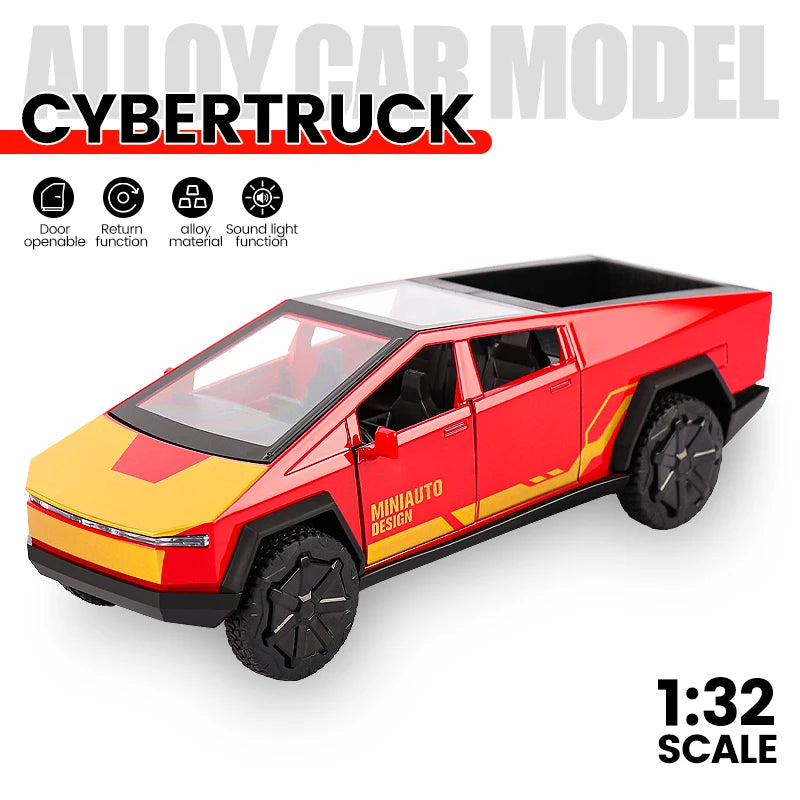 1:32 Cybertruck Pickup Alloy Car Model Diecasts Metal Toy Off-road Vehicles Car Model Simulation Collection Kids Gifts