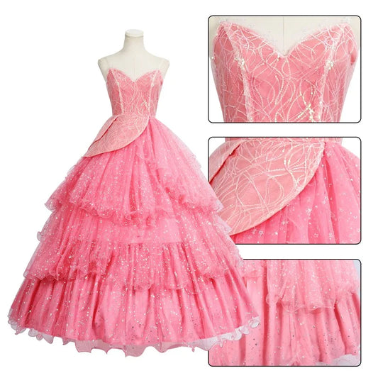 Wicked Glinda The Good Witch Adult Cosplay Costume Women's Pink Fantasy Dress for Halloween Christmas Comic-Con Roleplay Outfit