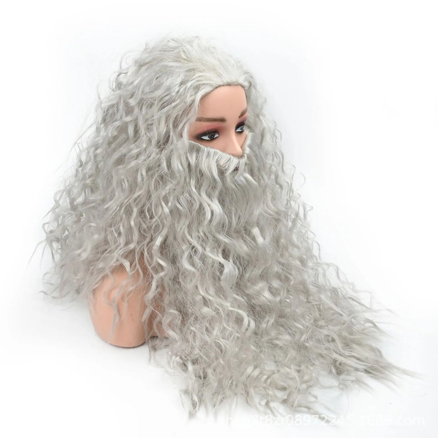 Halloween Mens Wizard cosplay wig grey hair wig and beard Dumbledore Gandalf role play Grey hair  Wizard costumes