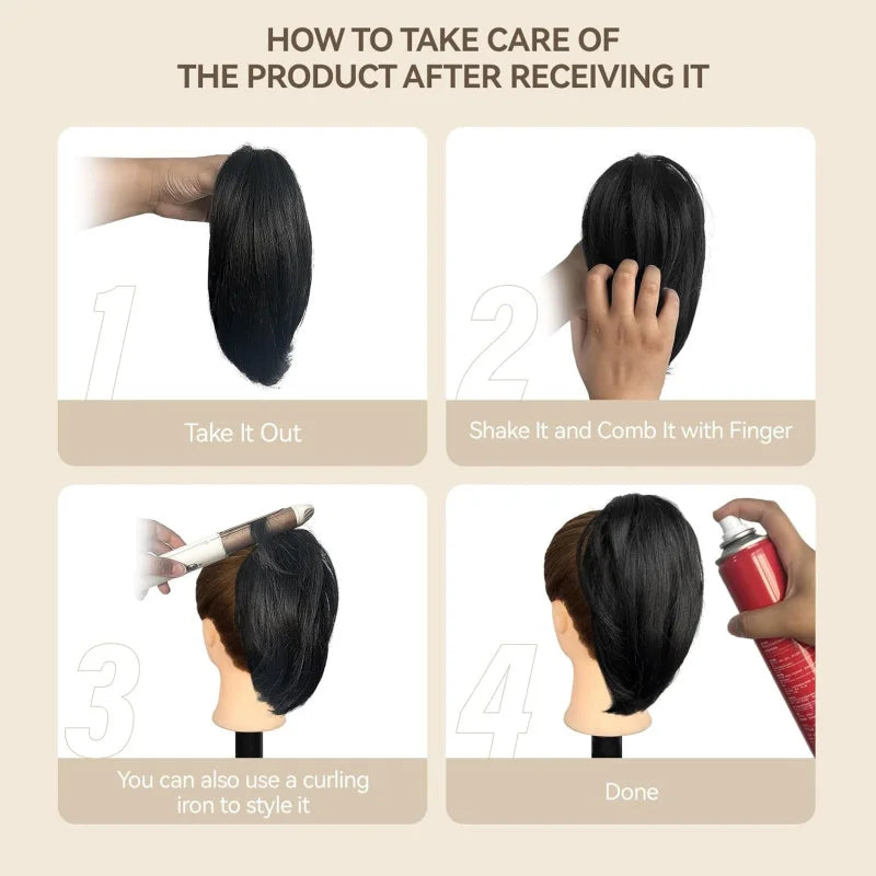 Claw-Clip Ponytail Extension For Women - Short Straight Synthetic Hair Extension, Clip-In Ponytail Extension For Every Occasions