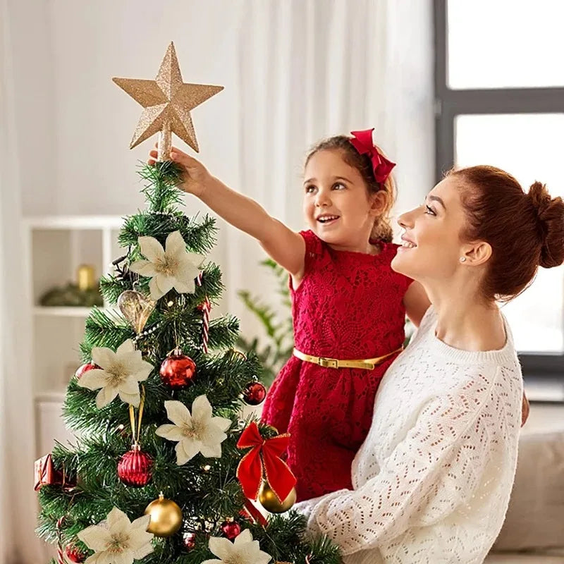 10Pcs Artificial Flowers Christmas Decoration 13CM Xmas Tree Pendant Ornaments for Home Room Decor Navidad New Year 2025 Garland