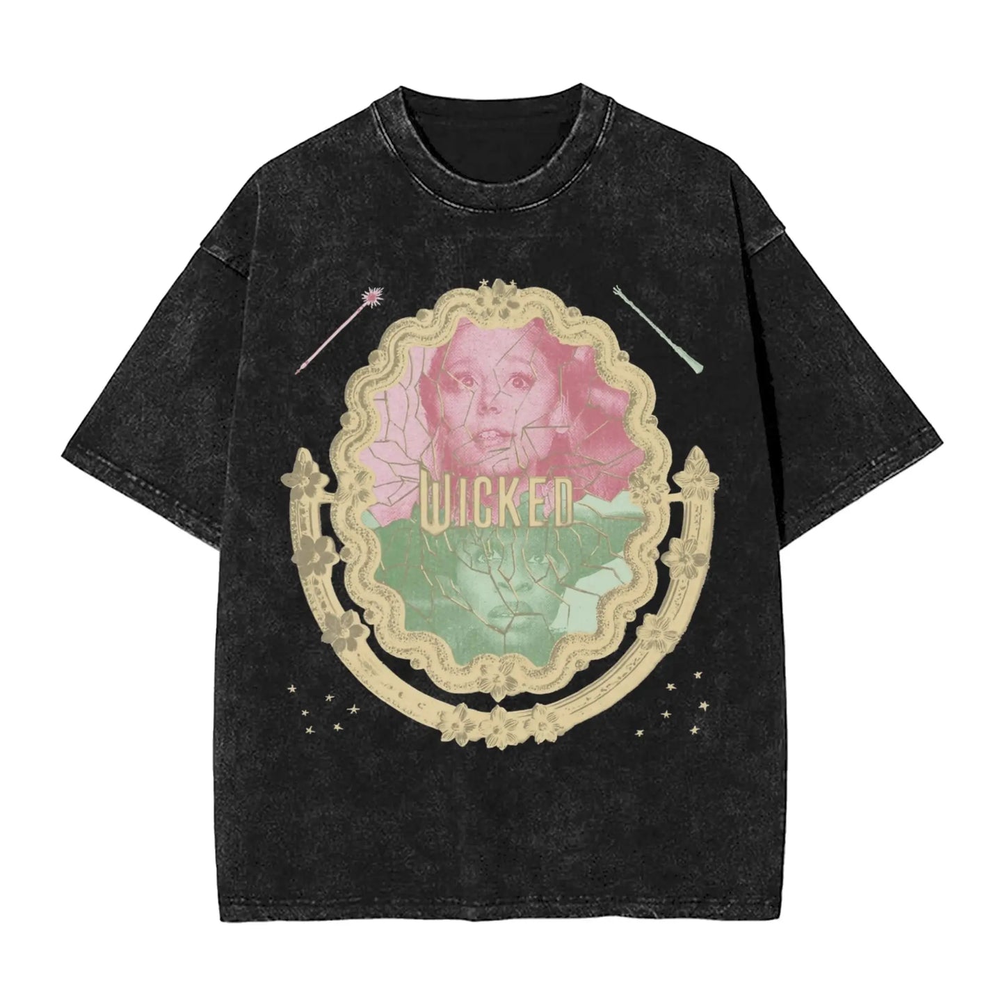 Wicked The Musical Glinda Elphaba For Good T Shirt Washed Short Sleeve T-Shirt Vintage Men Women Streetwear Graphic Printed Tees