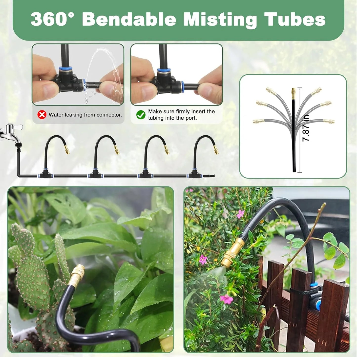 DIY Free Bending Universal Spray Kit For Greenhouse Garden Flowers Plant Watering Irrigation Patio Misting Cooling System