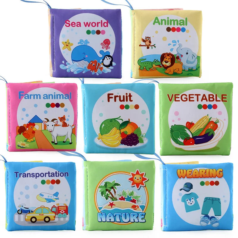 8 Page Cloth Book Infant Soft Books Cartoon Animals Numbers Food Cognitive Development Learning Early Education Toys For Kids
