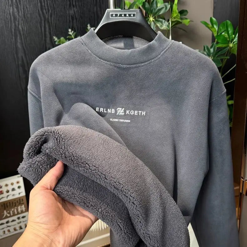 Winter Extra-thick Camel Hair Men's Hoodie Printed Letters HeavyWeight Thick Sweatshirt Casual Fleece windproof Thermal Shirts