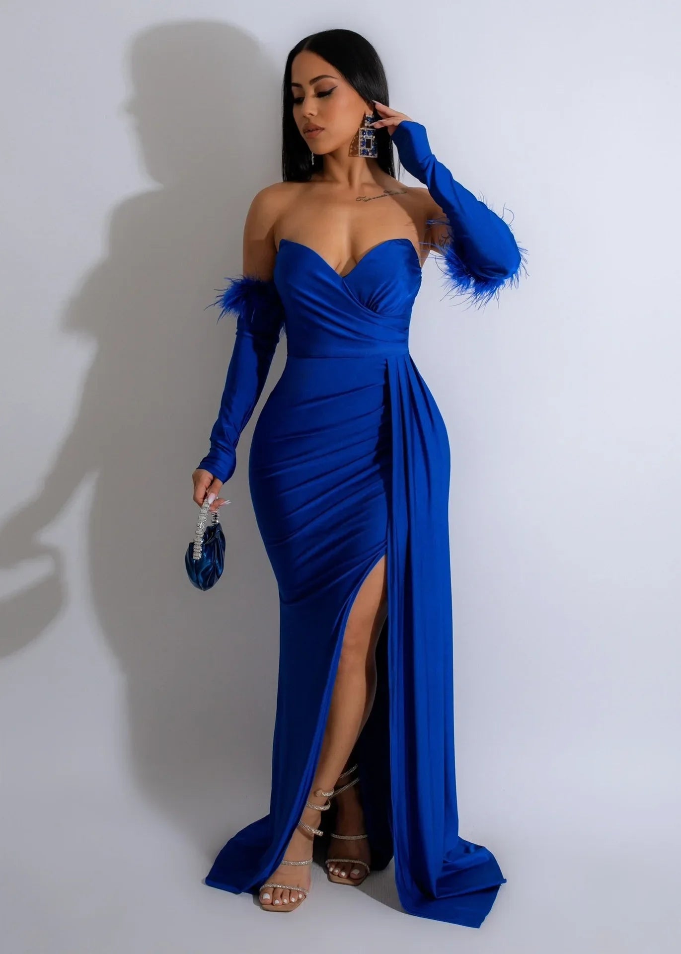Elegant Birthday Evening Night Dresses for Women Wedding Gown Long Christmas Maxi Bodycon Prom Party Dress with Sleeve