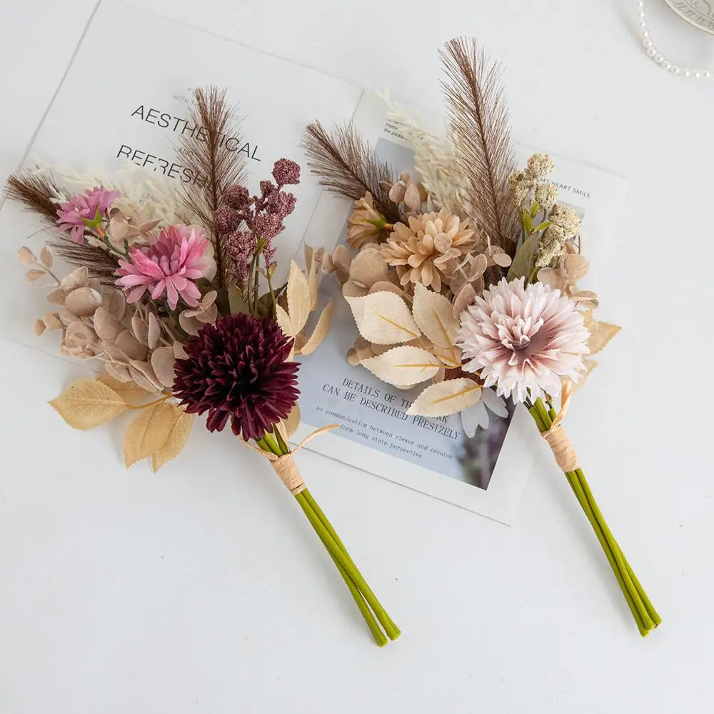 1/3pcs Artificial Flowers Silk Reed Chrysanthemum Wedding Bridal Bouquet Diy Gift Home Vase Courtyard Festival Garden Arch Decor