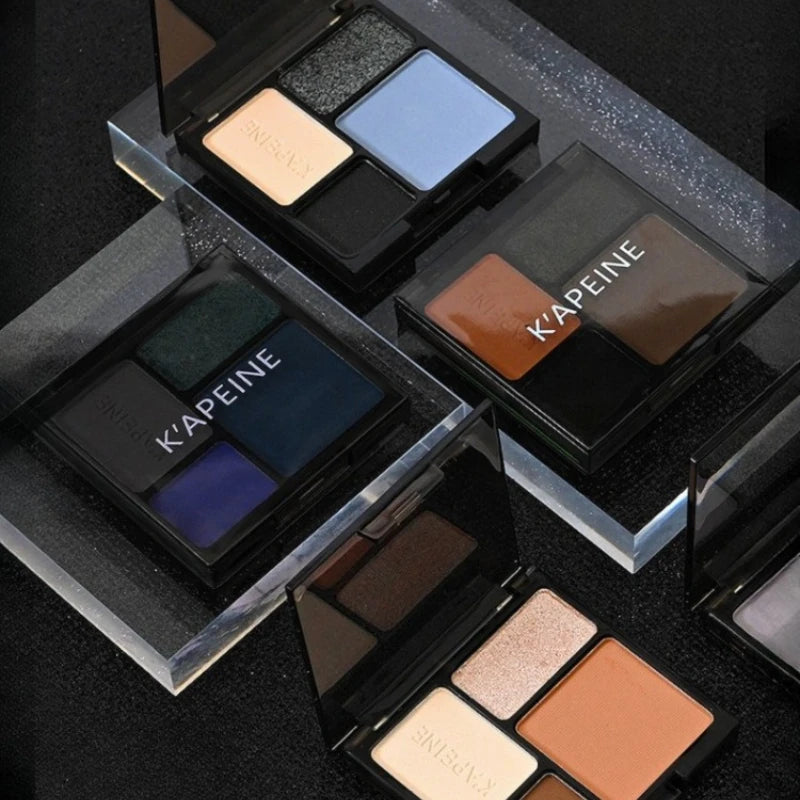 4-Color Eye Shadow Palette Makeup Glitter Blue Pearlescent Metallic Korean Acrylic Smoky Eye Shadow Palette Makeup Cosmetics