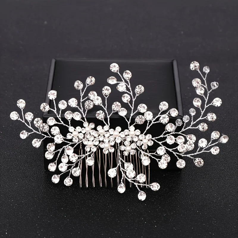 Wedding Hair Combs Bridal Hair Accessories For Women Hair Jewelry Silver Color Pearl Rhinestone Head Jewelry Women Accessories