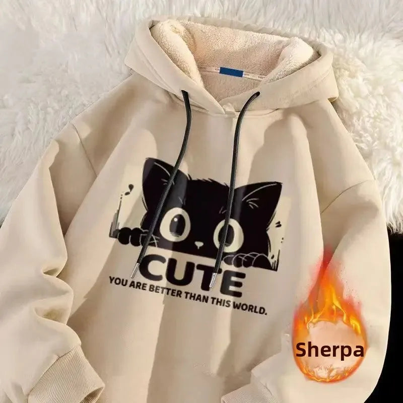 Lamb Velvet Hoodie Men's Loose Fit Casual Sportswear Autumn Winter Men's Jacket 1/2 Brand None Origin China