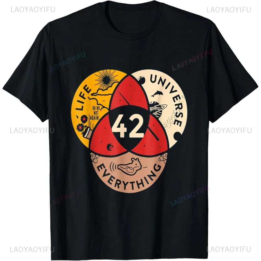 Hot Sale 42 Answer To Life Universe and Everything Science Vintage T-Shirt Casual Fashion Streetwear Man Tshirt Loose Women Tees