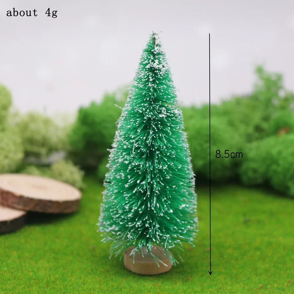 1Pcs "Merry Chrismas" Sisal  Simulation Christmas Tree Miniature Scene  Snowflakes Little Pine Needle Tree Dollhouse Decor
