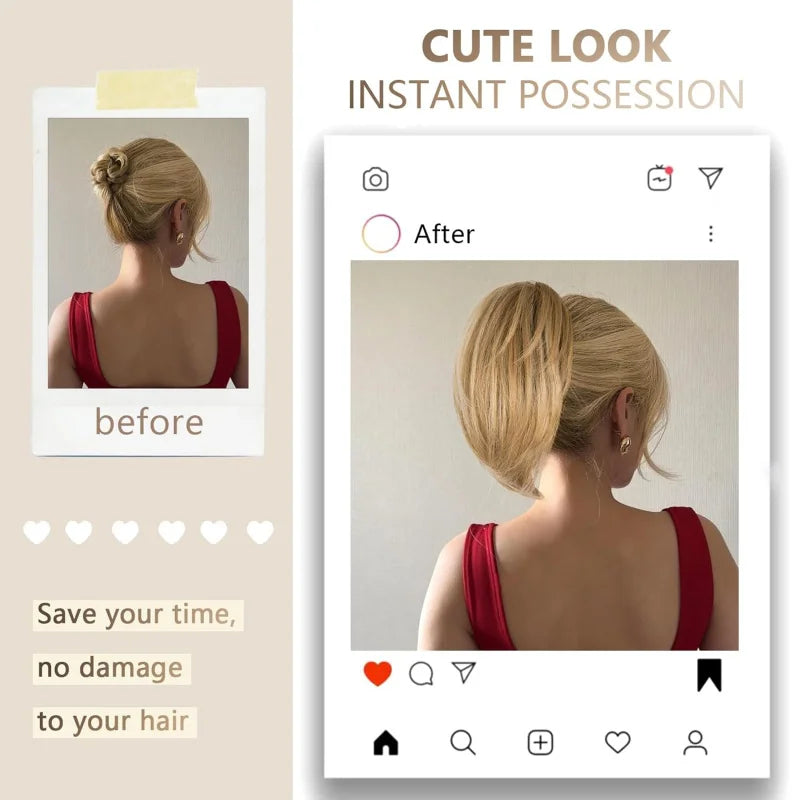 Claw-Clip Ponytail Extension For Women - Short Straight Synthetic Hair Extension, Clip-In Ponytail Extension For Every Occasions