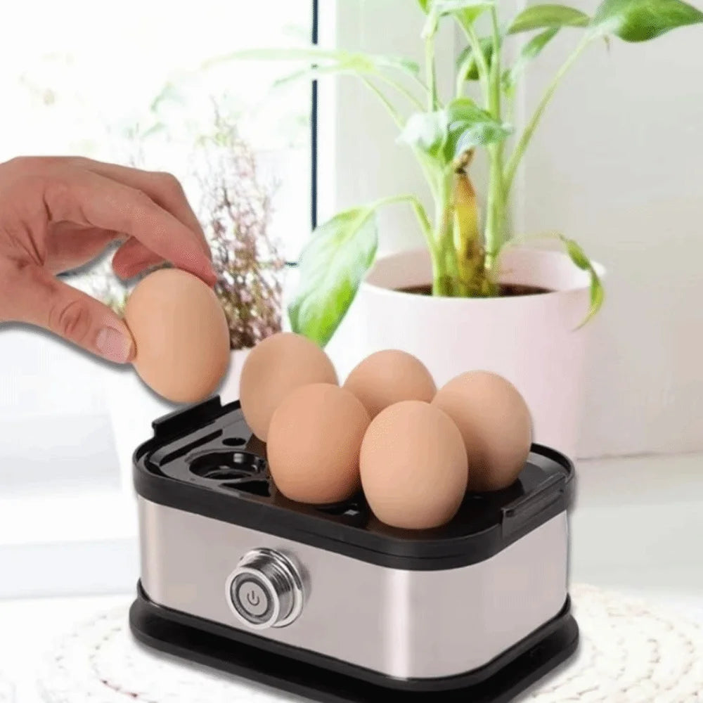 200W Power Eggs Boiler Space Saving 6 Eggs Capacity Smart Egg Cooker Stainless Steel Multi Functional Rapid Egg Cooker