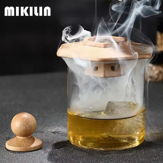 Whiskey Smoker Kit Wooden Smoked Wood Hood For Drinks Cocktail Smoker Wood Chip Infuser Set Kitchen Bar Accessories Tools