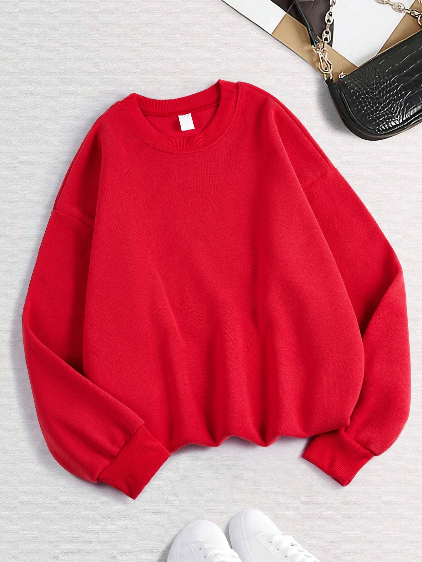 2026 Winter Womens Solid Hoodies Basic Warm Fleece Sweatshirt Soft Breathable O-Neck Pullover Casual Oversize Female Clothes